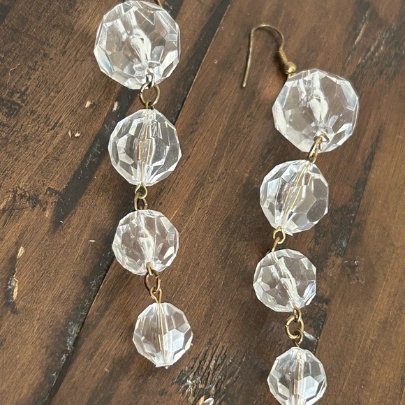 90’s Vintage Faux Crystal Bead Drop Earrings 90s - Picture 4 of 9